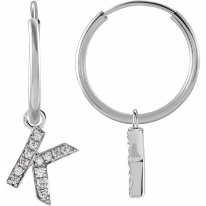 White Gold Diaomond Hoop Earring