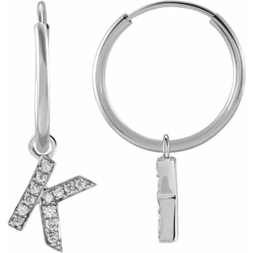 White Gold Diaomond Hoop Earring