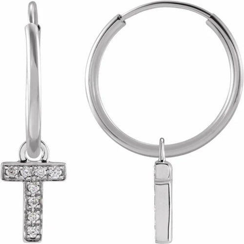 White Gold Diaomond Hoop Earring