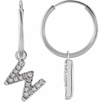 White Gold Diaomond Hoop Earring
