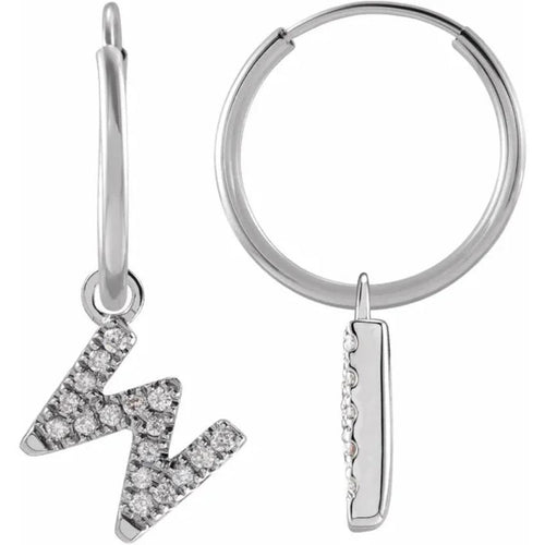 White Gold Diaomond Hoop Earring