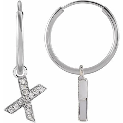 White Gold Diaomond Hoop Earring