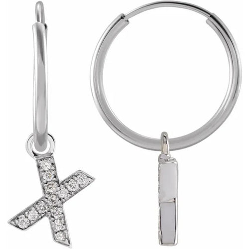 White Gold Diaomond Hoop Earring