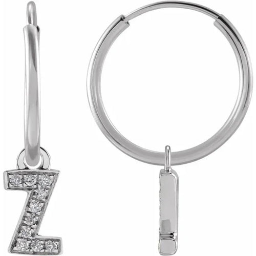 White Gold Diaomond Hoop Earring