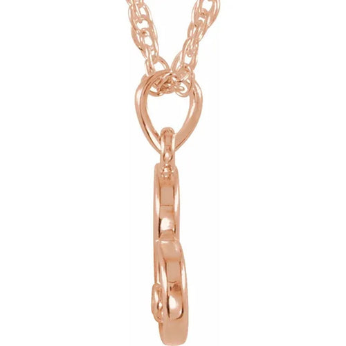 14K Rose Gold Single Diamond Open Heart Necklace