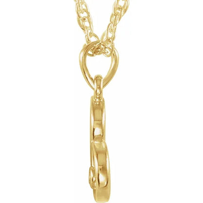 14K Yellow Gold Single Diamond Open Heart Necklace