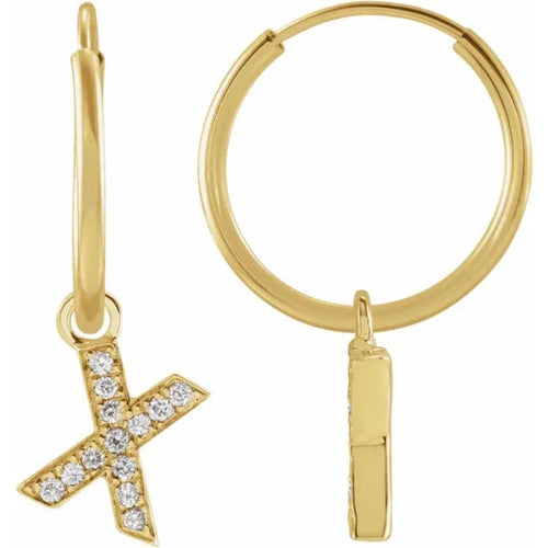 Yellow Gold Diaomond Hoop Earring
