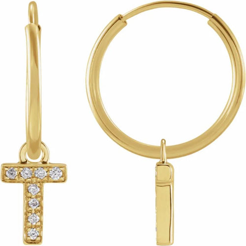 Yellow Gold Diaomond Hoop Earring