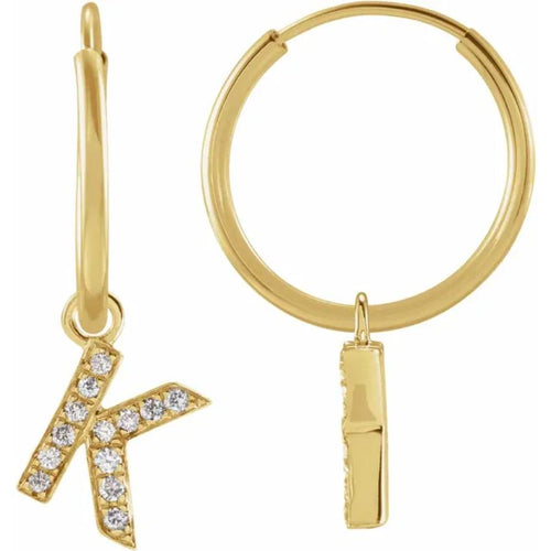 Yellow Gold Diaomond Hoop Earring