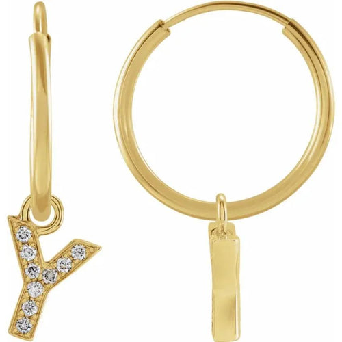 Yellow Gold Diaomond Hoop Earring