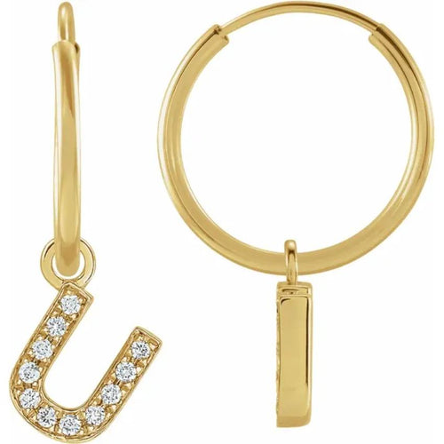 Yellow Gold Diaomond Hoop Earring