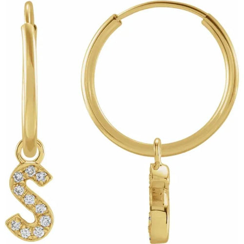 Yellow Gold Diaomond Hoop Earring