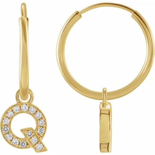 Yellow Gold Diaomond Hoop Earring