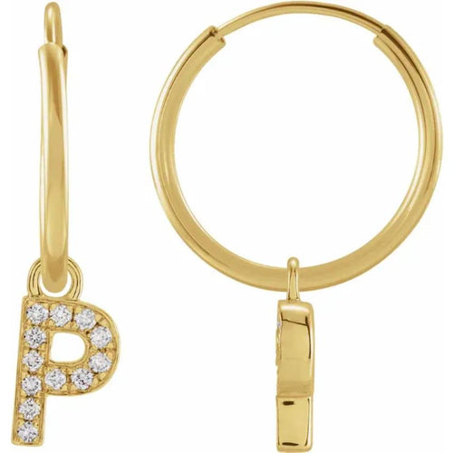 Yellow Gold Diaomond Hoop Earring