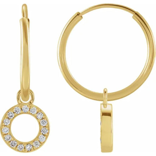Yellow Gold Diaomond Hoop Earring