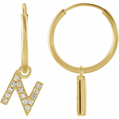 Yellow Gold Diaomond Hoop Earring