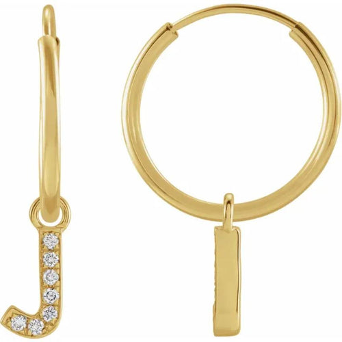 Yellow Gold Diaomond Hoop Earring