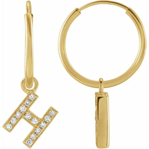 Yellow Gold Diaomond Hoop Earring