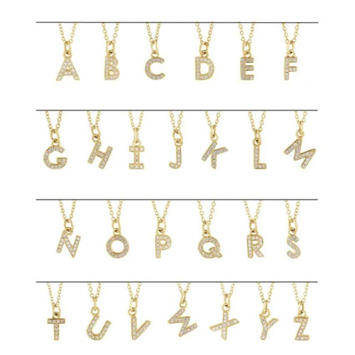 White Gold Lab Diamond Petite Initial Necklace