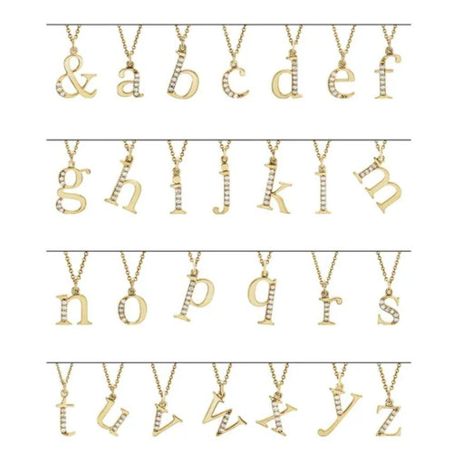 White Gold Diamond Lowercase Initial Necklace
