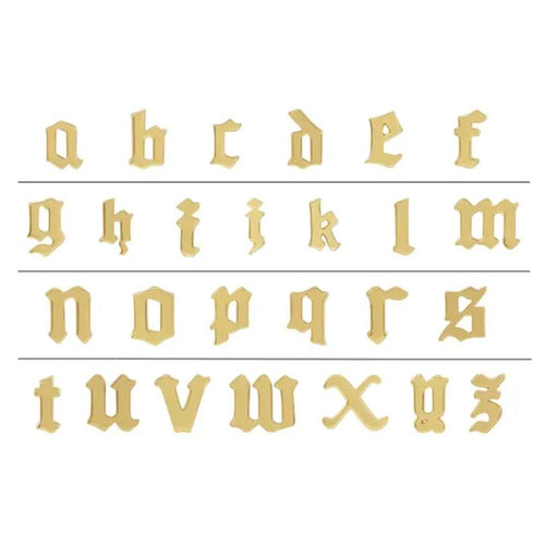 Yellow Gold Gothic Initial Earring
