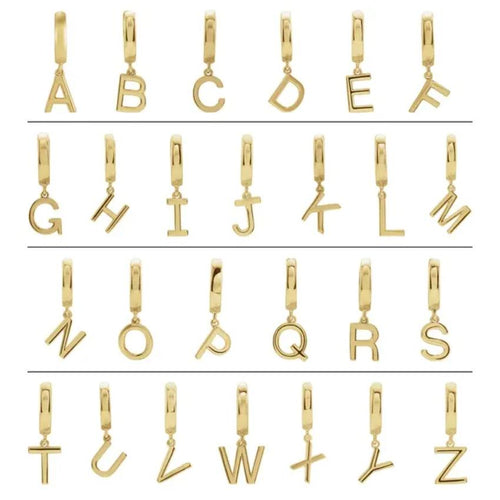 Rose Gold Initial Hinged Huggie Earring
