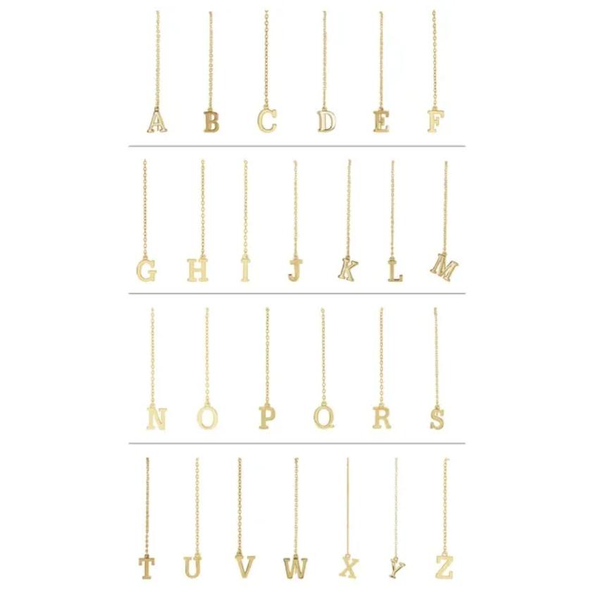 Yellow Gold Initial Chain Earring