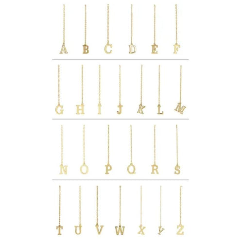 Yellow Gold Initial Chain Earring