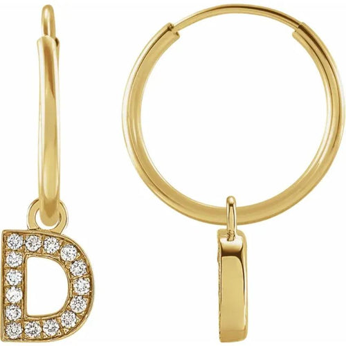 Yellow Gold Diaomond Hoop Earring