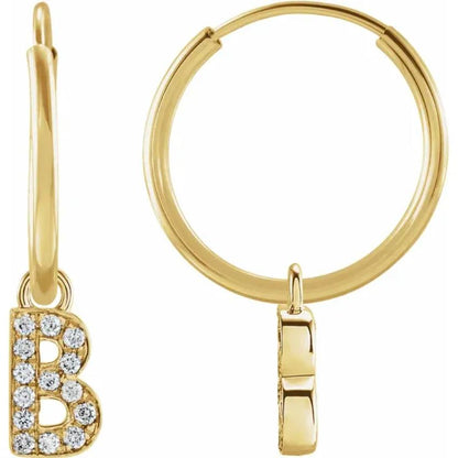 Yellow Gold Diaomond Hoop Earring
