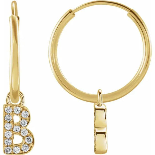 Yellow Gold Diaomond Hoop Earring