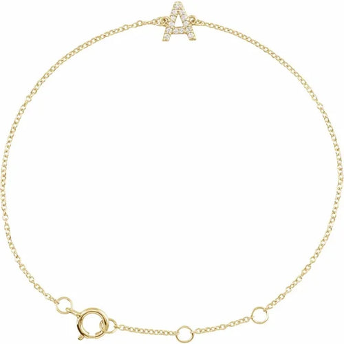 14K Yellow Gold 1/10 CTW Natural Diamond Initial Bracelet