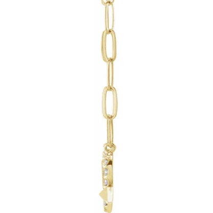 14K Yellow Gold Diamond Heart & Arrow Necklace
