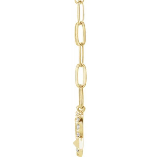 14K Yellow Gold Diamond Heart & Arrow Necklace