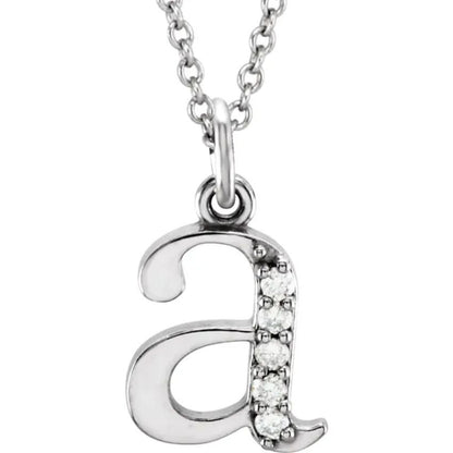 Yellow Gold Diamond Lowercase Initial Necklace