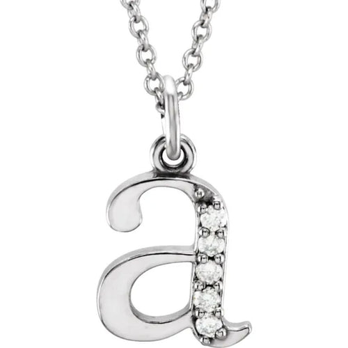 White Gold Diamond Lowercase Initial Necklace