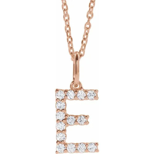 Rose Gold Lab Diamond Initial Necklace