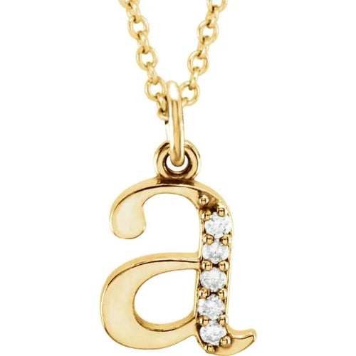 Yellow Gold Diamond Lowercase Initial Necklace