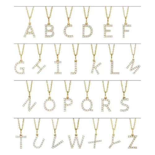 Rose Gold Lab Diamond Initial Necklace
