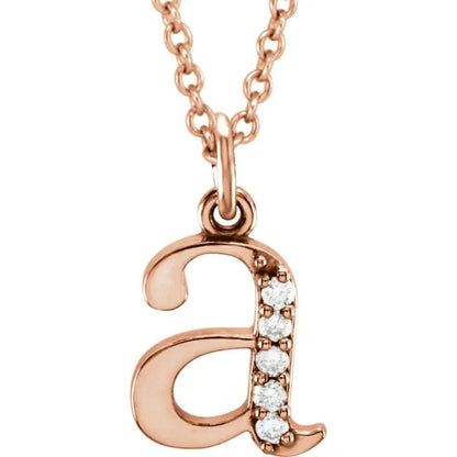 Yellow Gold Diamond Lowercase Initial Necklace
