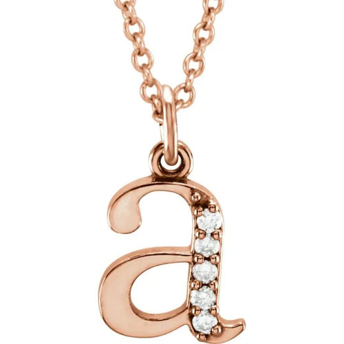 Yellow Gold Diamond Lowercase Initial Necklace