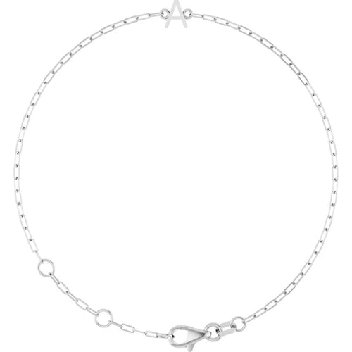 14K White Gold Sans Serif Initial Bracelet