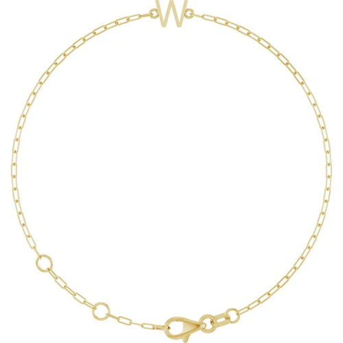 14K Yellow Gold Sans Serif Initial Bracelet