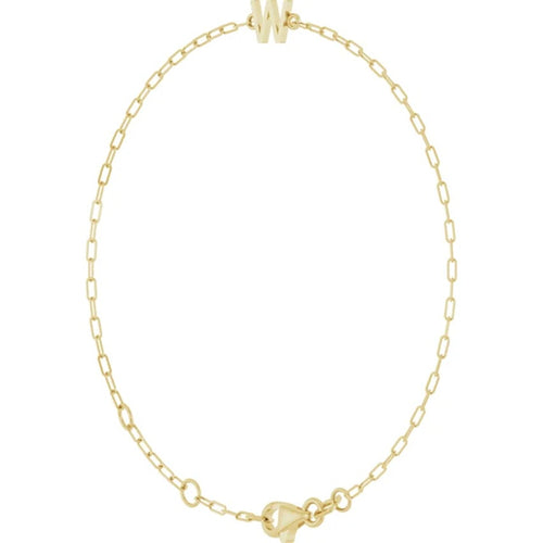 14K Yellow Gold Sans Serif Initial Bracelet