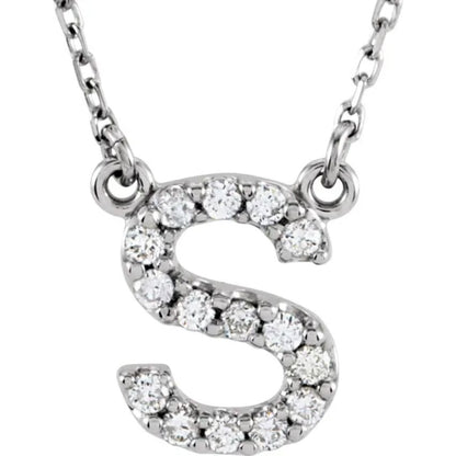 White Gold Diamond Initial Necklace