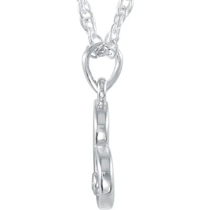 14K White Gold Single Diamond Open Heart Necklace