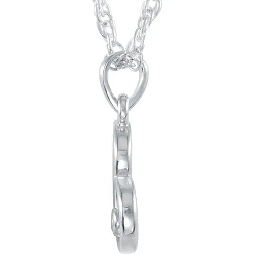 14K White Gold Single Diamond Open Heart Necklace