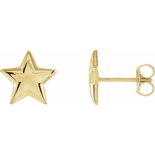 Yellow Gold Star Earrings