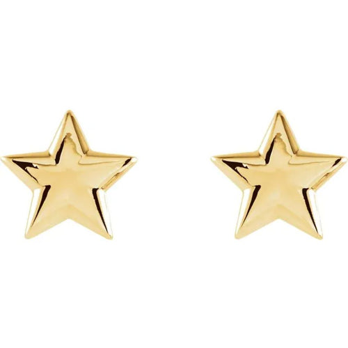 Yellow Gold Star Earrings
