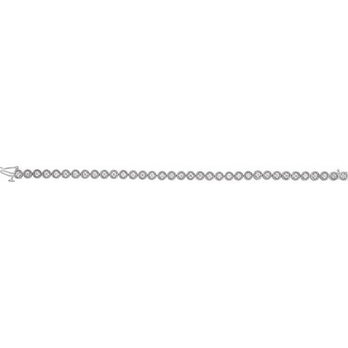 14K White Gold Round Diamond Beaded Bracelet